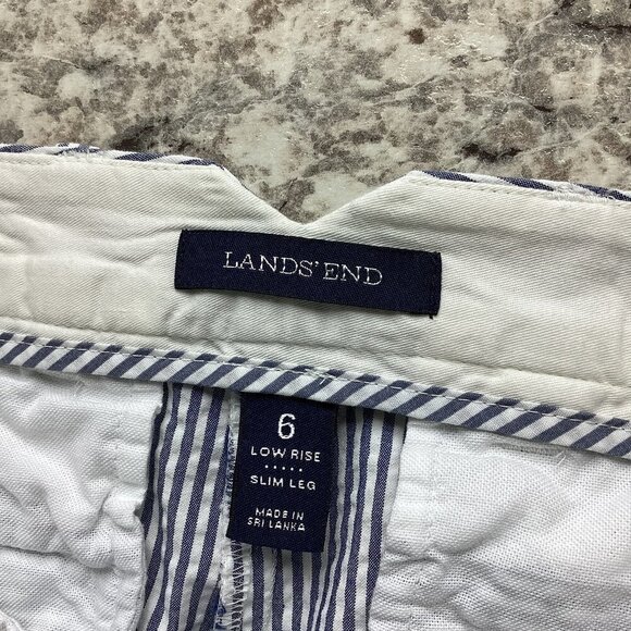 Lands' End Pants Midrise Slim Leg Ankle High Seersucker Women's Sz 6 Blue White - Picture 4 of 7